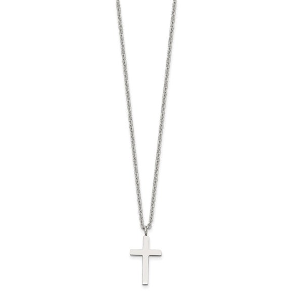 Stainless Steel 2mm Cross Necklace Fine Jewelry For Women Gifts For Her, 18"