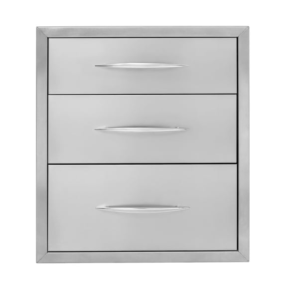 Stainless Steel 3-Drawer Kitchen Organizer - 18" Built-In Pull Out Cabinet Storage with Silent Slides, Modern Silver for Utensils & Cutlery