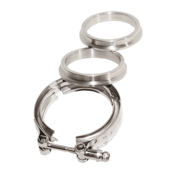 Stainless Steel 3" I.D. V-band Flanges&Clamp Kit Turbo Header Downpipe Exhaust