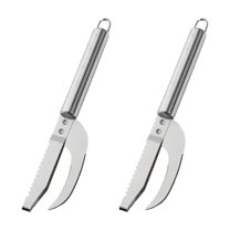 Stainless Steel 3-In-1 Fish Scaler Knife Set Of 2 For Descaling Cutting And Scraping Serrated Edge For Easy Fish Preparation