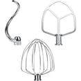 thumbnail image 1 of Stainless Steel 3-Piece Kit Attachments for KitchenAid 5.5 to 6 Quart Bowl-Lift Stand Mixers – Includes Dough Hook, 6-Wire Whip and Flat Beater – Dishwasher Safe, 1 of 6