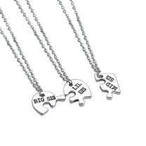 Stainless Steel 3-Piece Puzzle Heart Necklace - Family Friendship Jewelry for Sisters & Friends