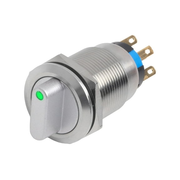 Stainless Steel 3 Position Latching Rotary Switch 19mm Diameter 12 24V