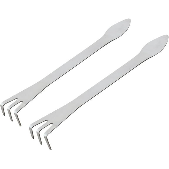 Stainless Steel 3 Tine Root Rake Mini Garden Tool with Candy Grip Handle, 2 Pack