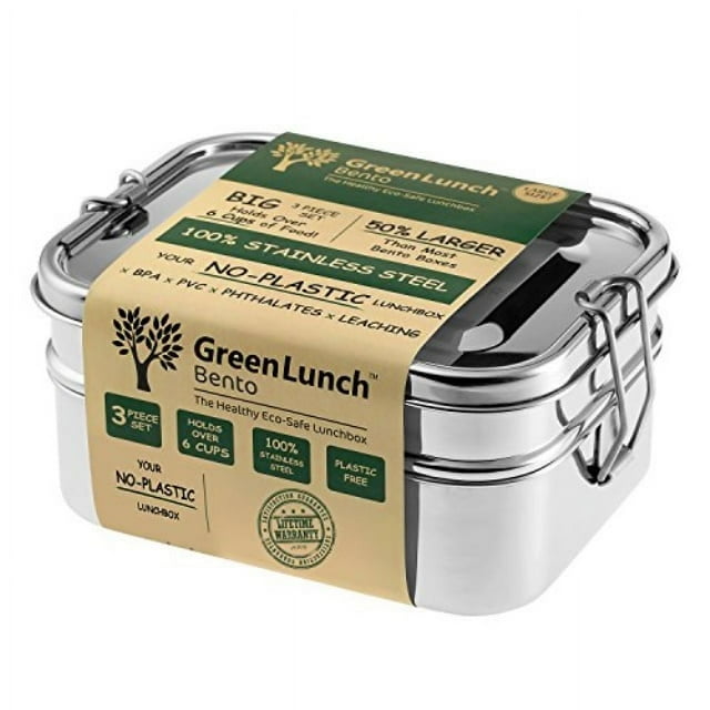 GreenLunch Bento 3-in-1 Stainless Steel Bento Box