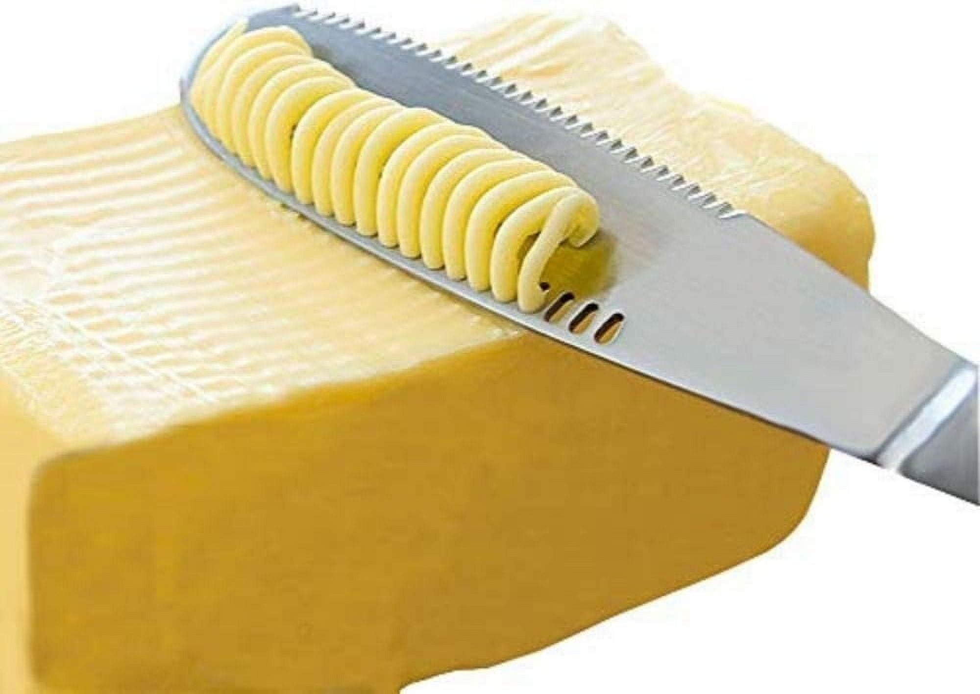 Butter Knife Spreader 3-in-1 Stainless Steel, Kitchen Curler Slicer with Serrated Edg Butter Grater