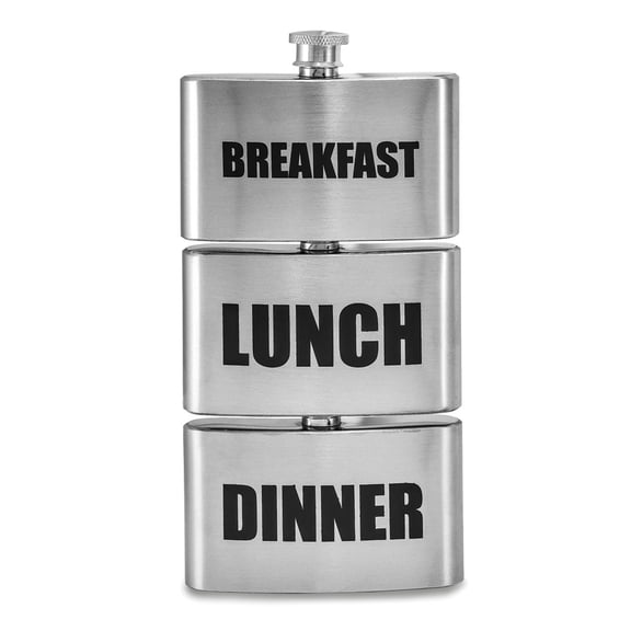 Stainless Steel (3 ounce Each) Breakfast Lunch Dinner 3 Piece Set of Flasks Q-GM20786