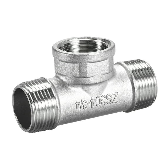 Stainless Steel 304 Cast Pipe Fitting,3/4 BSPT Male x 3/4 BSPT Female x 3/4 BSPT Male, Tee Shaped Connector Coupler