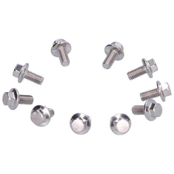 Stainless Steel 304 Flanged Hex Bolts Assortment Set - M5 Thread Size, 10/12/16/20/25/30/35/40mm Lengths, Silver Finish, 10 Piece Pack