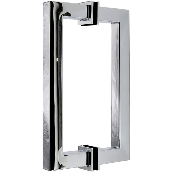 Stainless Steel 304 Grade Tubular Back to Back Shower Door Pull Handle 3/4" Diameter (8-Inch, Square, Mirror Chrome Finish SSSP203M)