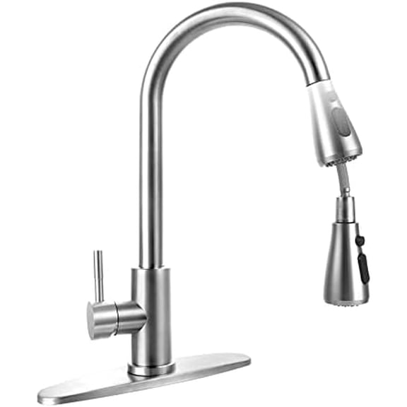 Stainless Steel 304 Kitchen Sink Faucet with Pull Down Spray Outdoor Kitchens Faucets Out Extension Utility Farmhouse for Sinks 1 Hole,Single Handle Rent Apartment Dorm
