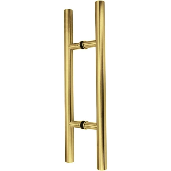 Stainless Steel 304 Ladder Style Back to Back Glass Door / Barn Door Push Pull Handle, Satin Gold Finish, 24 in