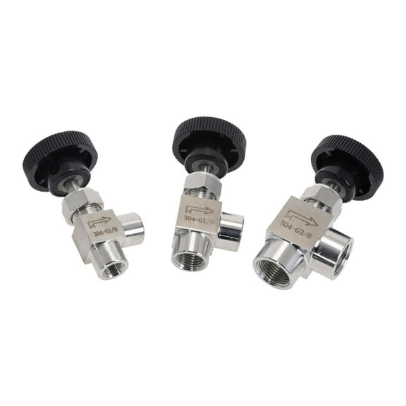 Stainless Steel 304 Needle Valve 1/8'' 1/4'' 1/2'' BSP Right Angle Female Thread Adjustable Control Valves for Water Oil ,Easy to Install
