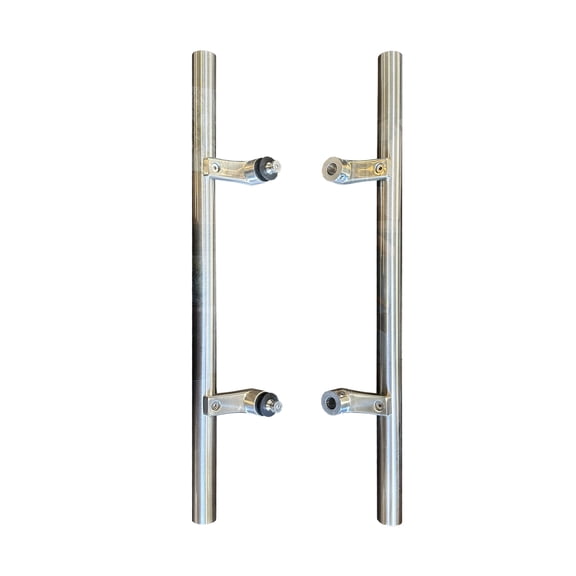 Stainless Steel 304 Offset Round Style Back to Back Glass Door/Barn Door Push Pull Handle, Chrome Finish