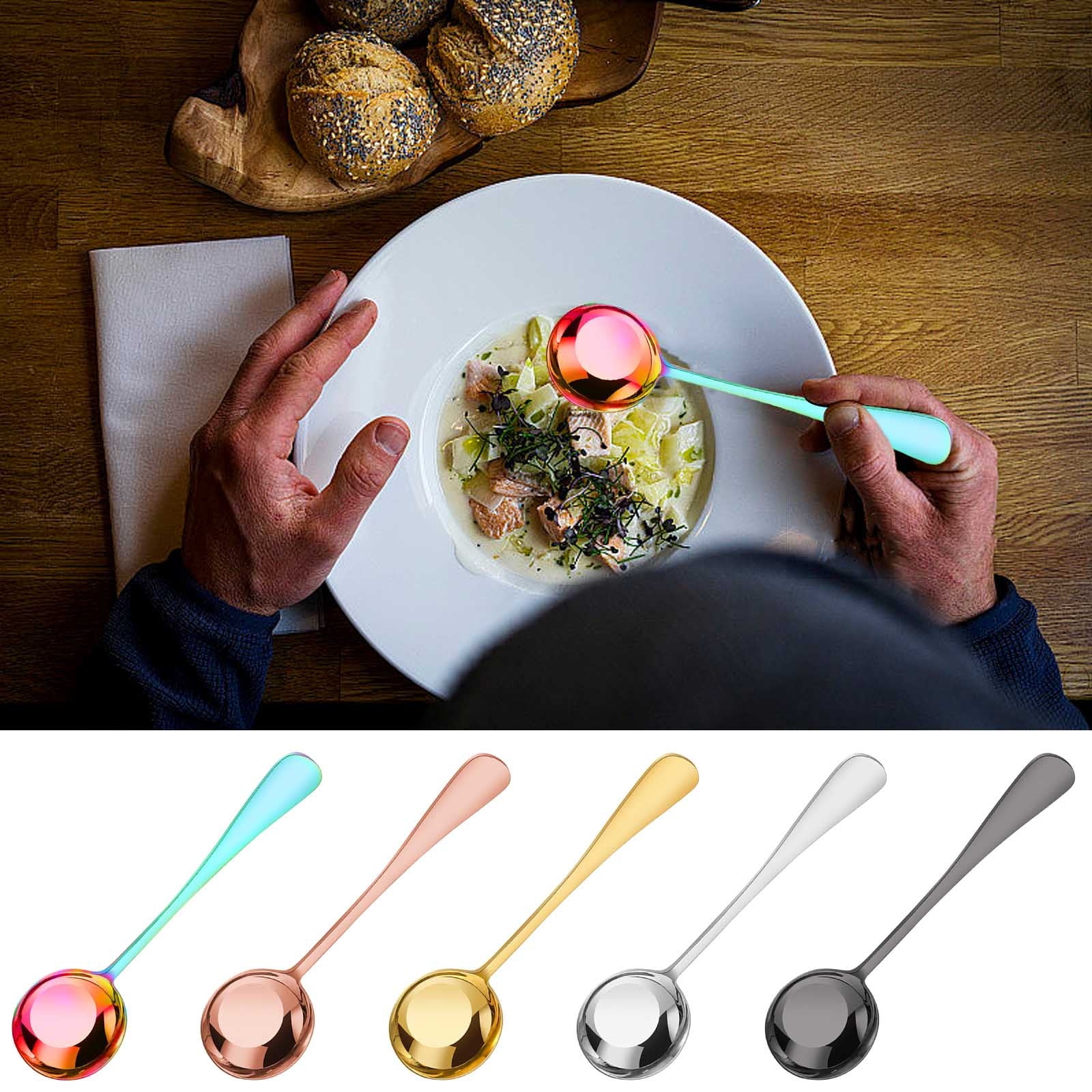 Stainless Steel 304 Soup Spoon | Flat Bottom Table Spoon | Round Tip ...