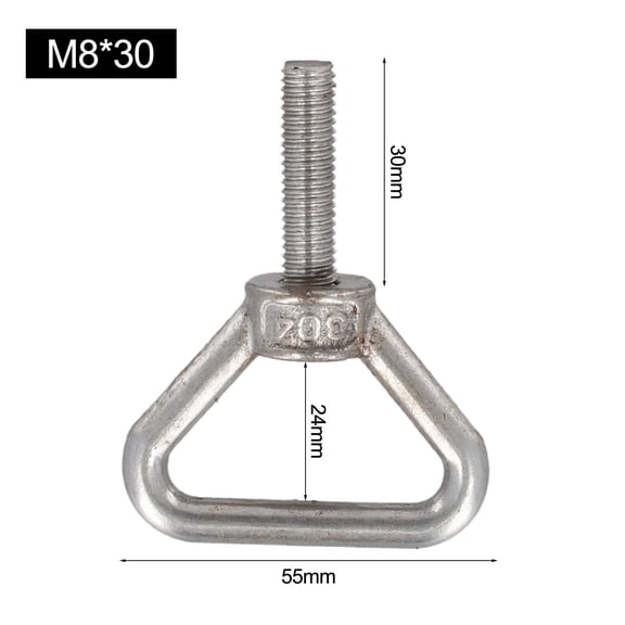 Stainless Steel 304 Triangular Lifting Ring Screw, Heavy Duty Welded Eye Bolt for Hoisting, Rust & Resistant Hardware Fastener, M8 M10 Sizes Available, Silver Finish(M8*30)