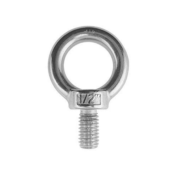 Stainless Steel 316 1/2" Lifting Eye Bolt 1/2" UNC Pitch of 1/2"-13 Marine Grade