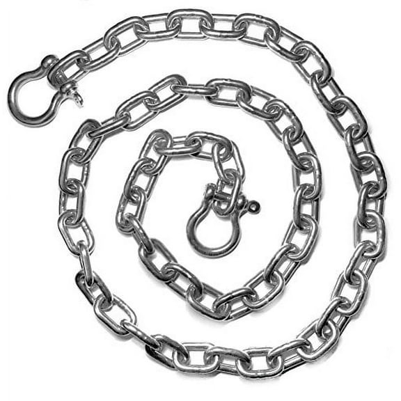 Stainless Steel 316 Anchor Chain Shackles Boats Sailing Fishing Mooring (5/16" (8mm) x 8' with 3/8" Bow Shackles)