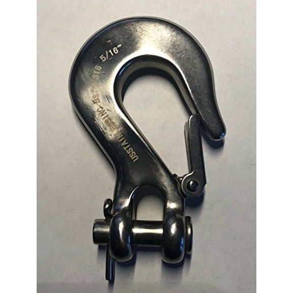 Stainless Steel 316 Clevis Slip Hook with Safety Latch 5/16" Marine Grade