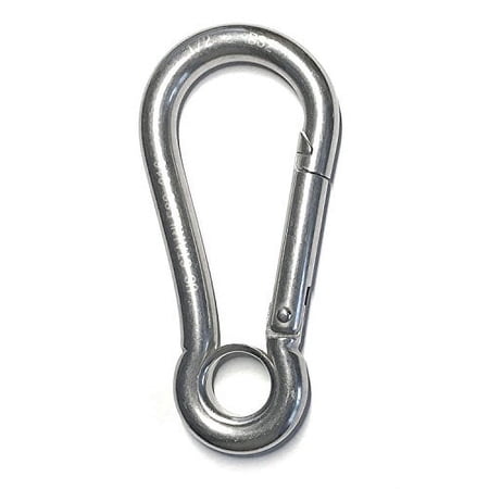 Stainless Steel 316 Spring Hook with Eyelet Carabiner 1/2" Marine Grade