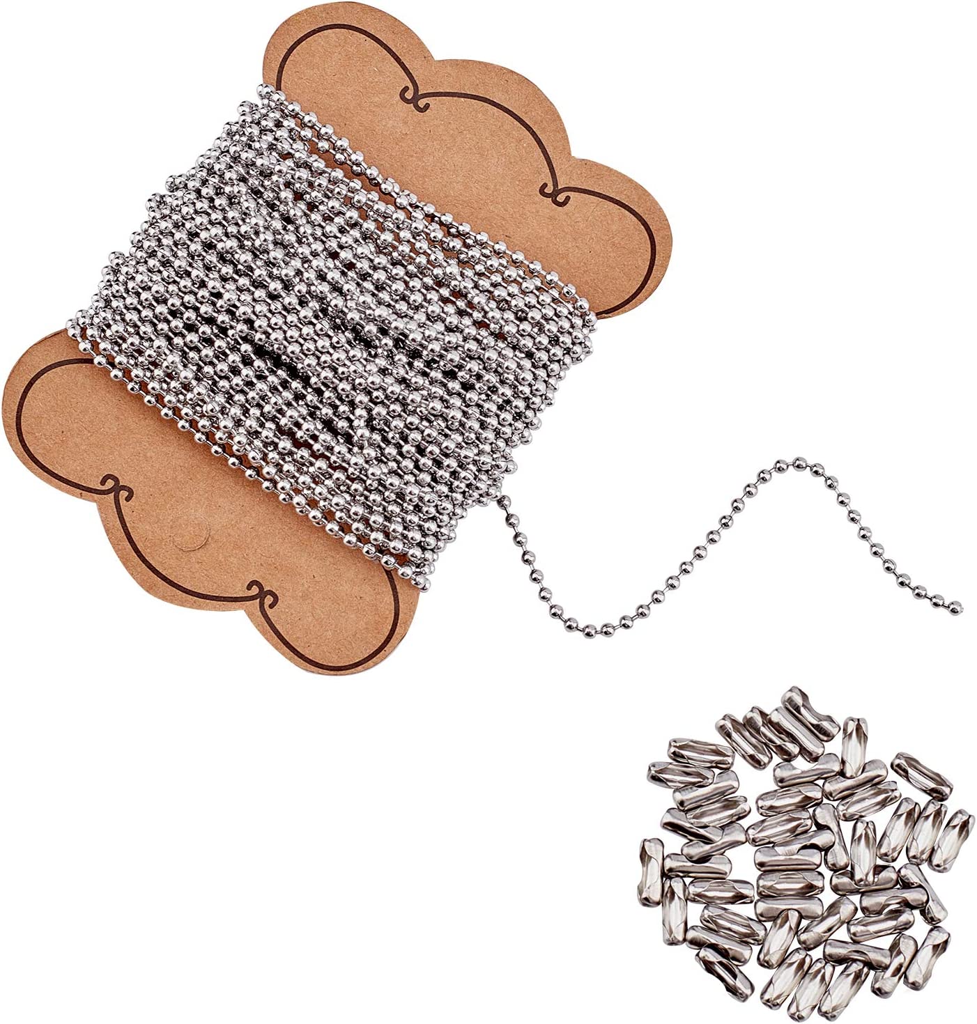 Ss Ball Chain Stainless Steel 32.8ft/10m 2.4mm Soldered Ball Chains & 50pcs Chain ...