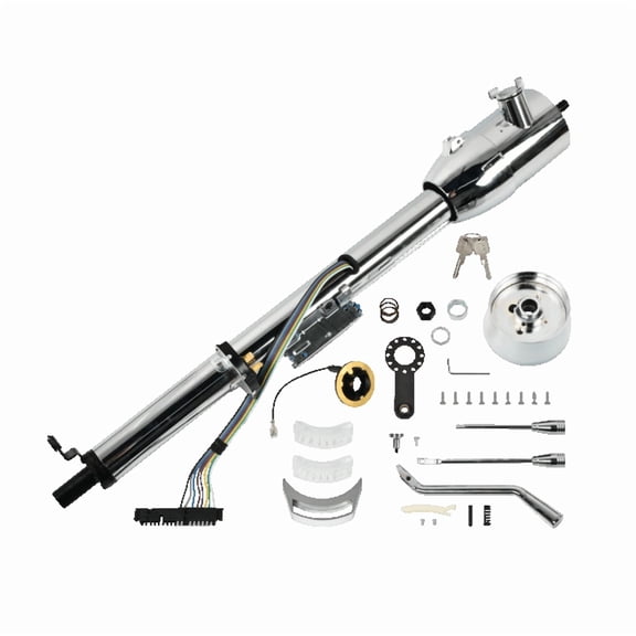 Stainless Steel 32" Tilt Automatic Universal Steering Column & Wheel Adapter w/ Key Chorme