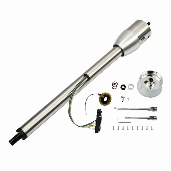 Stainless Steel 32" Tilt Manual Universal Steering Column & Wheel Adapter No Key Natural