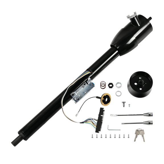 Stainless Steel 32" Tilt Manual Universal Steering Column & Wheel Adapter w/ Key Black