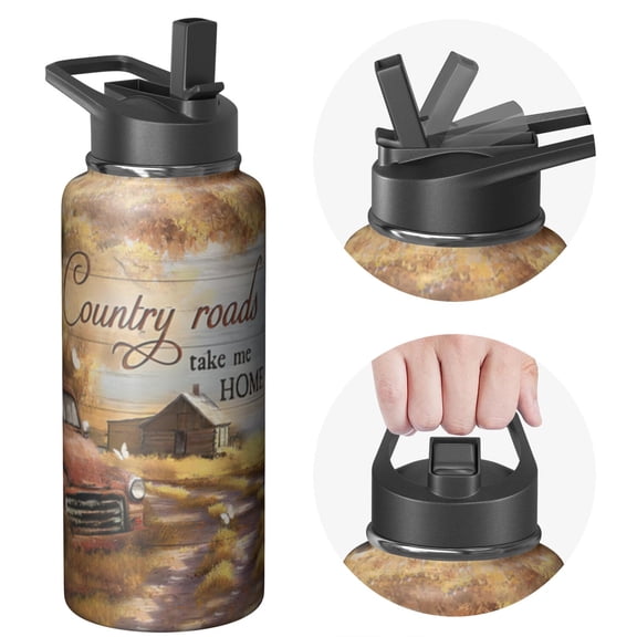 Stainless Steel 32oz Holiday gifts Themed Design Water Flask Triple Walled Insulated With Straw Leak Proof Gym