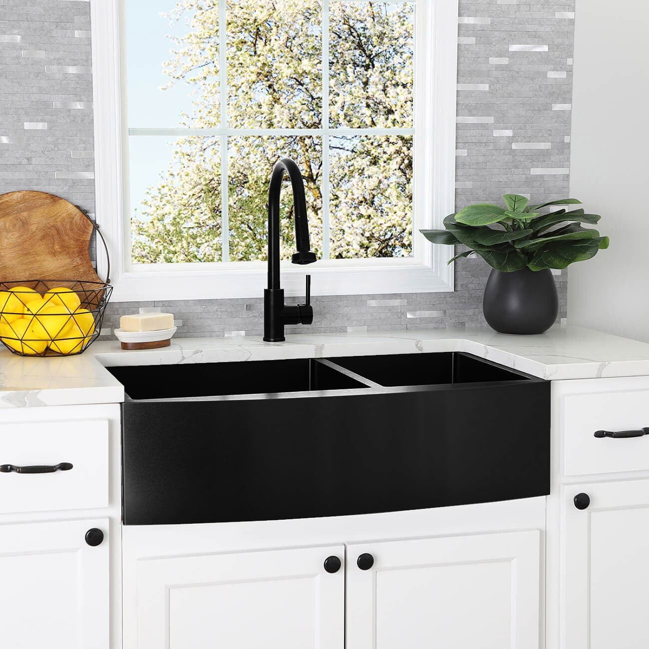 Stainless Steel 33 Inch Double Bowl Apron Front Farmhouse Kitchen Sink