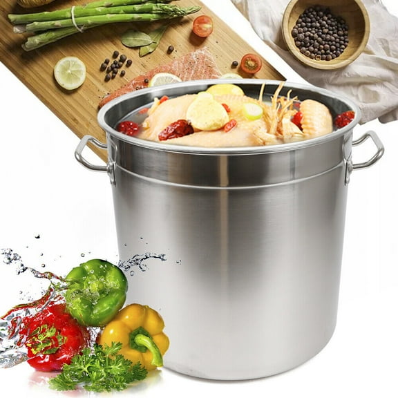 Stainless Steel 35L Large Stock Pot Pan Brew Boiling Stew Soup Cooking Casserole