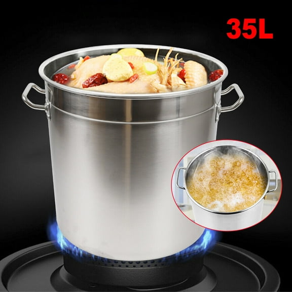 Stainless Steel 35L Large Stock Pot Pan Brew Boiling Stew Soup Cooking Casserole