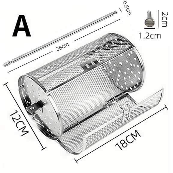 Stainless Steel 360° Rotating BBQ Grill Basket for Chicken Wings, Vegetables & Outdoor Grilling