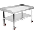 thumbnail image 1 of Stainless Steel 36x30x24 inch Equipment Grill Stand Table, 1000 lbs Top Shelf, 220 lbs Bottom Shelf, 2" Edge Baffle, for Hotel, Home, Commercial Restaurant Kitchen with Wheel, 1 of 7