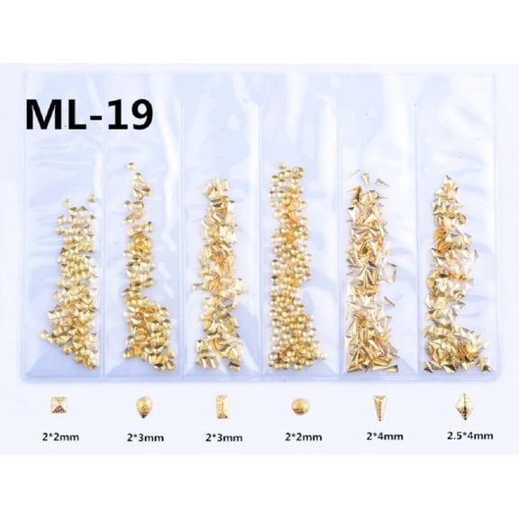 Stainless Steel 3D Metal Nail Art Decoration Set, Ocean Rivets and Gold Shell Rhinestones for Nail Tips, Manicure Design and DIY Nail Art TIKA