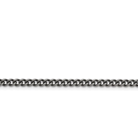 Stainless Steel 4.0mm Round Curb Antiqued Chain Necklace - 18 Inch