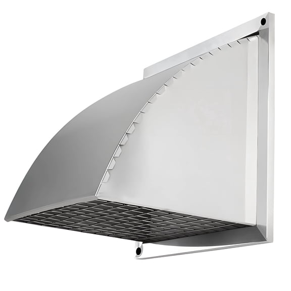 Stainless Steel 4 in / 10.16 cm Round Exhaust Vent Cover Outdoor, Dryer Vent Hood for Bathroom Kitchen HVAC Systems, Weatherproof Rainproof with Mesh Screen, Backdraft Damper, Wall Mount