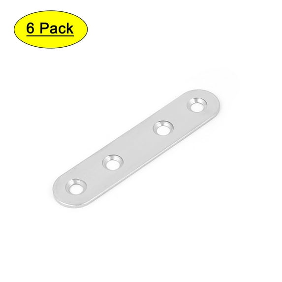 Stainless Steel 4 Holes Flat Straight Mending Repair Plate 80mmx17mm 6Pcs