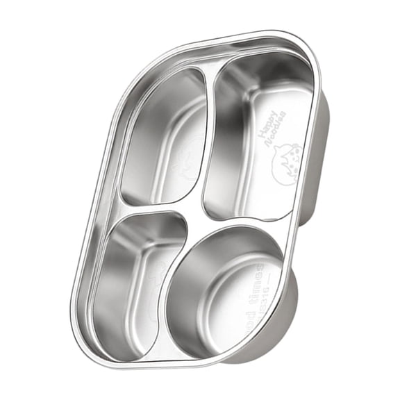 Stainless Steel 4-Section Kids Plate for Boys, Dishwasher Safe & Portable Toddler Dish with Patterns, Sturdy Meal Tray
