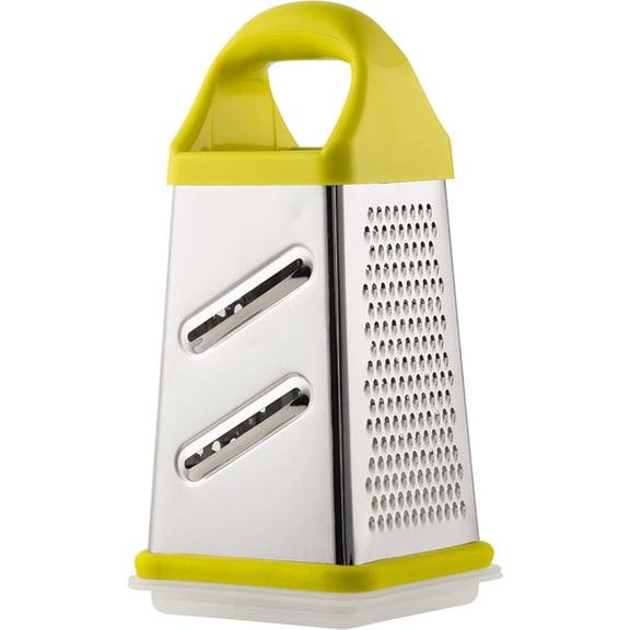 Stainless Steel 4 Sided Box Grater Vegetable Slicer - Multifunctional Shredder for Carrots Potatoes Cheese - Kitchen Mandoline Cutter for Salad Coleslaw Garnish - Ergonomic Non Slip Handle Compact