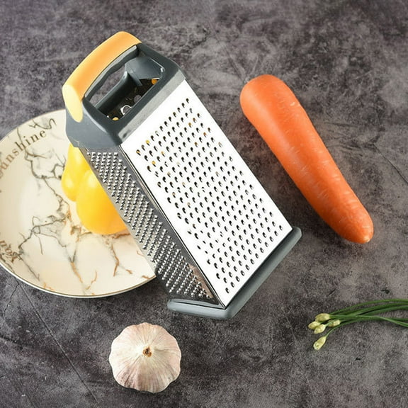 Stainless Steel 4-in-1 Box Grater & Vegetable Slicer for Cheese, Ginger, Potatoes | Dishwasher Safe with Non-Slip Base | 9.4x4.3x3.1 Inches
