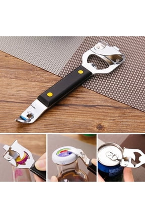 Stainless Steel 4-in-1 Can Opener & Bottle Opener, Church Key Style with Cap Catcher, Camping Essential for RV, Kitchen & Travel, Dishwasher Safe Clearance!