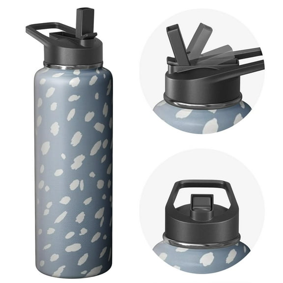 Stainless Steel 40oz Triple Walled Insulated Leopard Print Themed Water Bottle with Straw, Leak Proof Lids for Travel, Sports, Gym Men Women