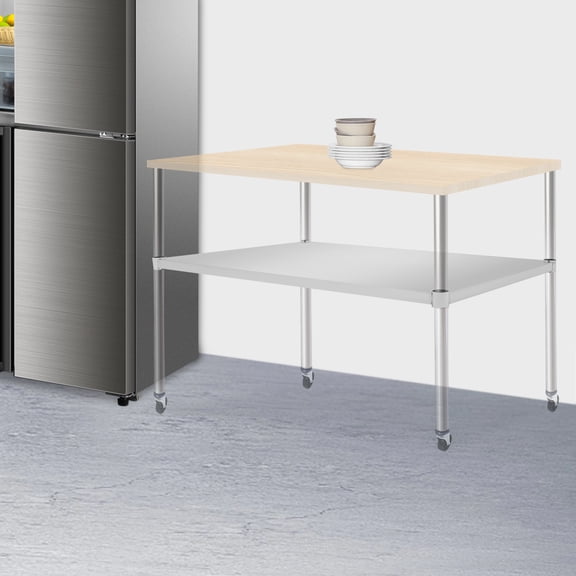 Stainless Steel 45.28x27.95in Inch Adjustable Workbench Lower Frame Heavy-Duty Load-Bearing Storage Countertop Laminate