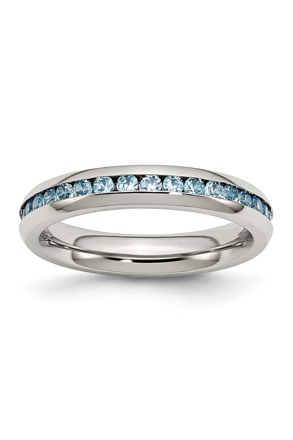 Stainless Steel 4mm December Teal Cubic Zirconia Ring Fine Jewelry For Women Gifts For Her, Size 9