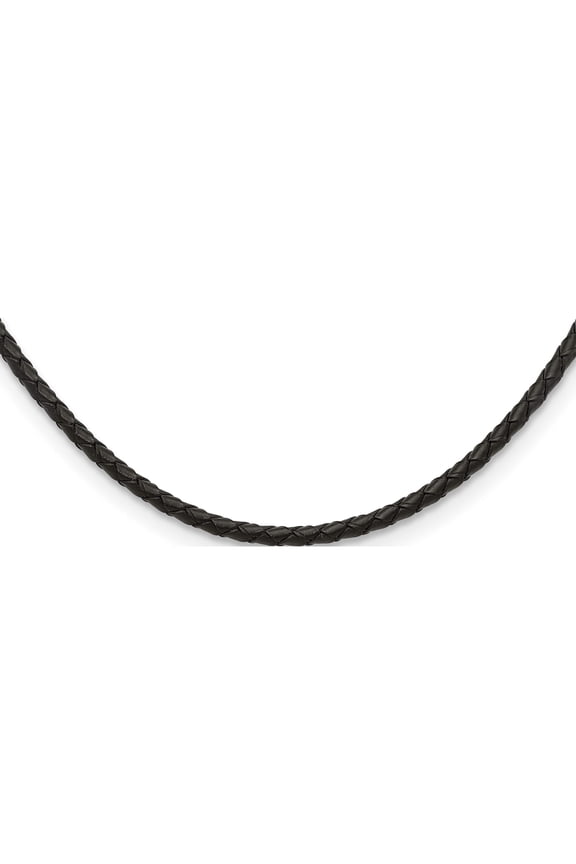 Stainless Steel Chisel 4mm Genuine Leather Weave 20 inch Necklace