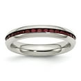 thumbnail image 1 of Stainless Steel 4mm January Dark Red CZ Ring Size: 8; for Adults and Teens; for Women and Men, 1 of 6