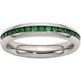 thumbnail image 1 of Stainless Steel 4mm May Green CZ Ring, 1 of 9