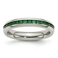 thumbnail image 1 of Stainless Steel 4mm May Green Cubic Zirconia Ring - Size 9, 1 of 2