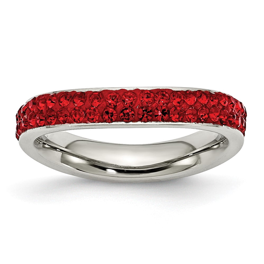 Stainless Steel 4mm Polished Red Crystal Ring - Walmart.com